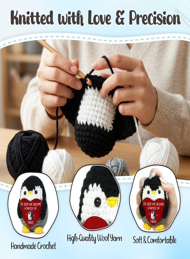 OASSIE Baby's First Christmas 2025 Emotional Support Crochet - Family of 3 Baby Announcement Positive Crochet with Card - Penguin Gifts for New Mom Dad Parents Couples, Pregnancy Announcement - Image 5